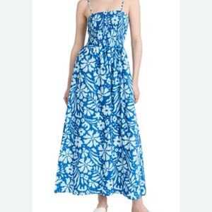 Faithfull the Brand Blue and Light Blue Patterned Dress